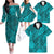 Turquoise Hawaii Family Matching Off Shoulder Long Sleeve Dress And Hawaiian Shirt Tribal Art LT14 - Polynesian Pride