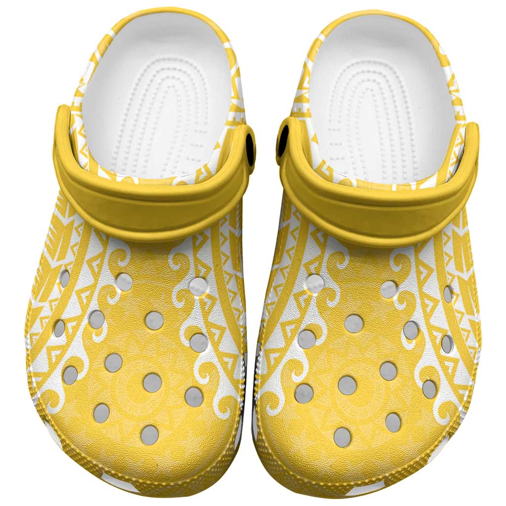 Cook Islands Aitutaki Clogs Shoes Polynesian Tribal Tattoo LT05 Yellow - Polynesian Pride