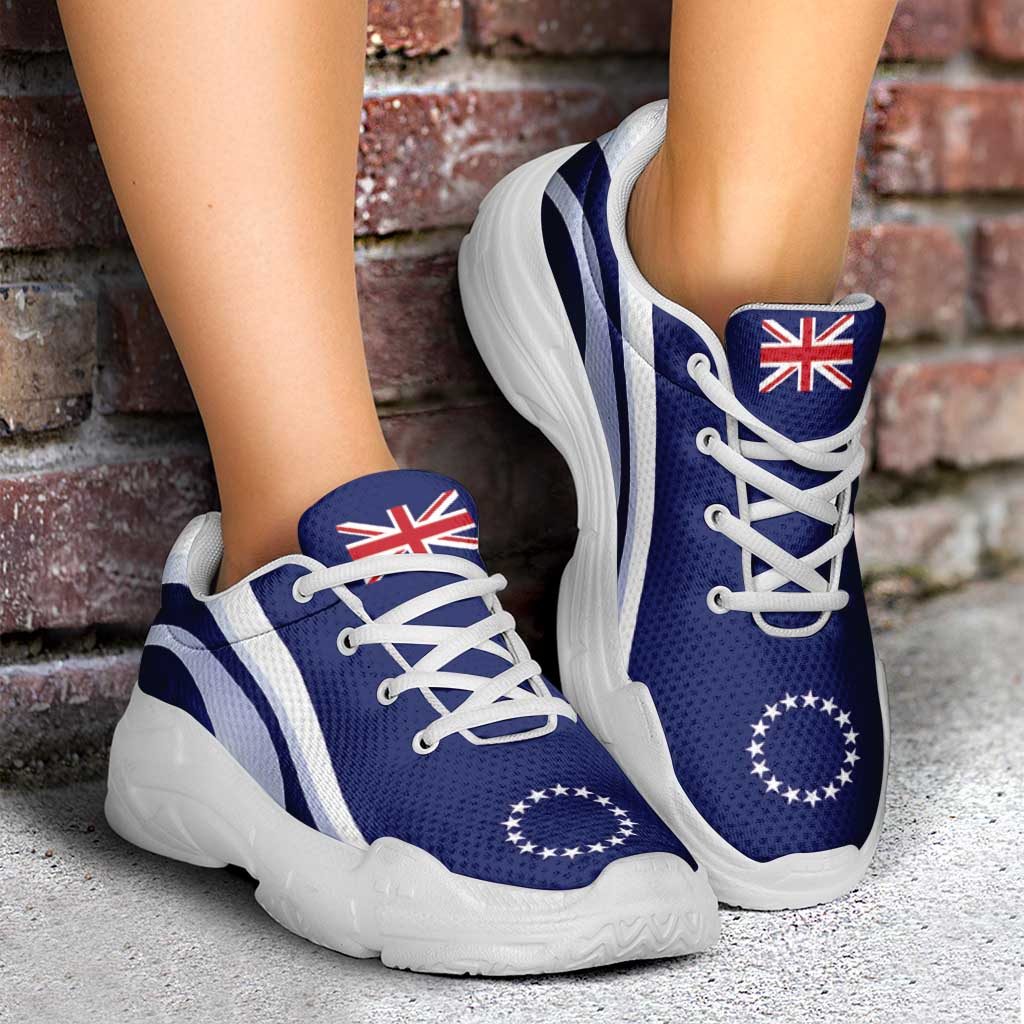 Cook Islands Chunky Sneakers Flag-Inspired Curve Style LT05 - Polynesian Pride