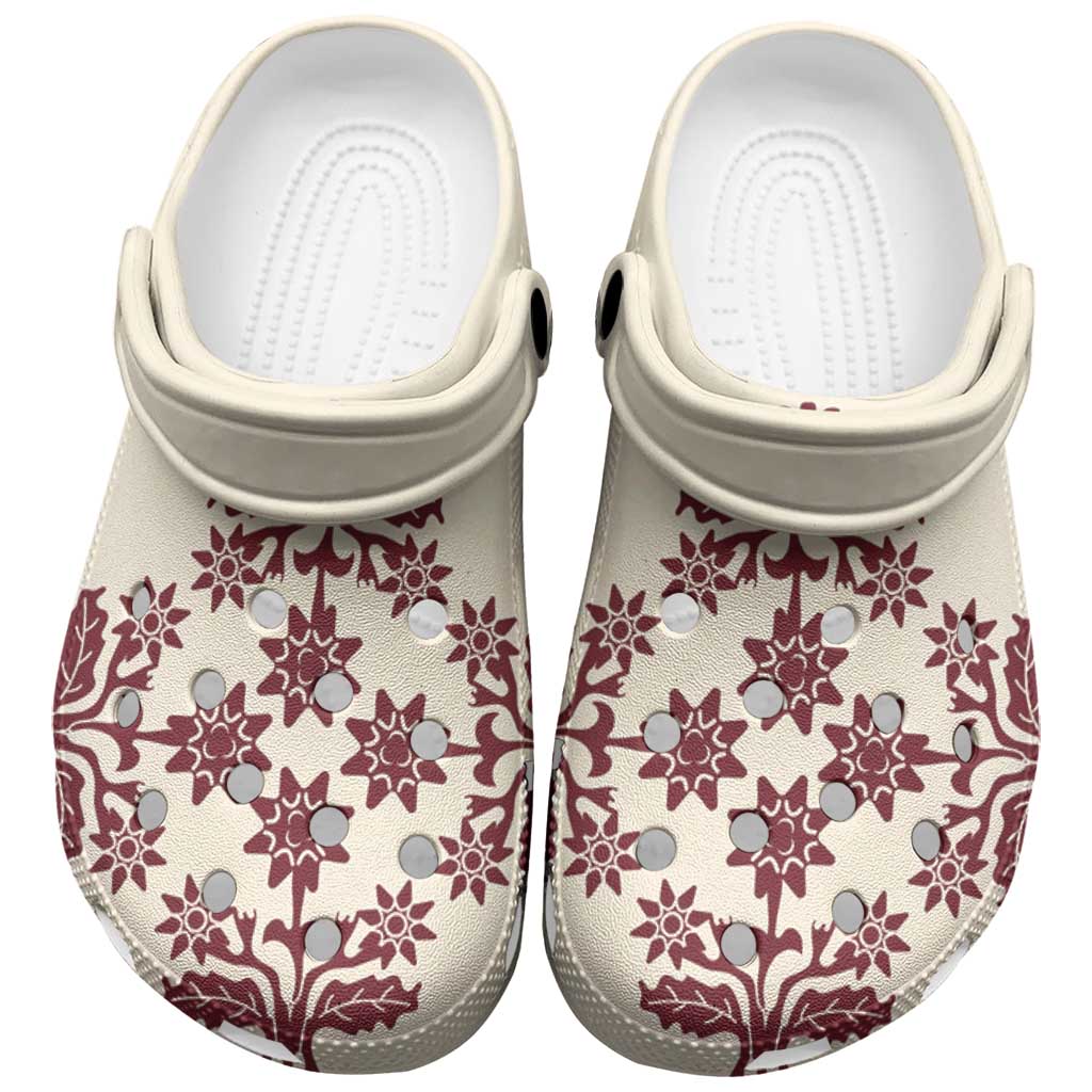 Cook Islands Maroon Tivaevae Clogs Shoes LT05 Maroon - Polynesian Pride
