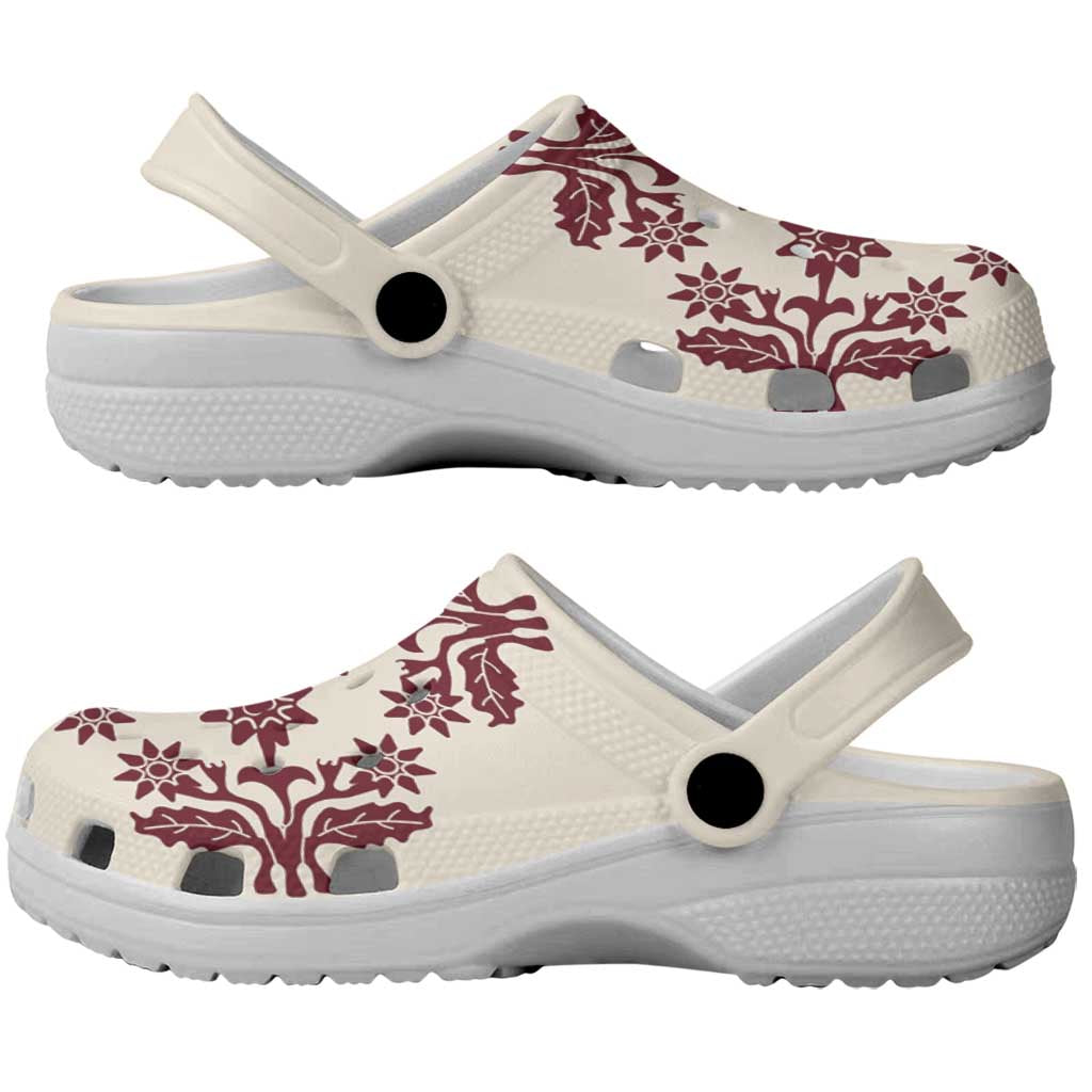 Cook Islands Maroon Tivaevae Clogs Shoes LT05 - Polynesian Pride