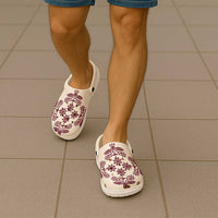 Cook Islands Maroon Tivaevae Clogs Shoes LT05 - Polynesian Pride