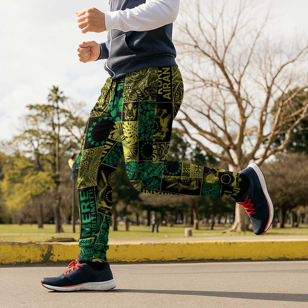 Cook Islands Mere Kiritimiti Jogger Pants Pacific Patchwork Xmas Vibes - Polynesian Pride