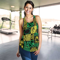 Cook Islands Mere Kiritimiti Women Racerback Tank Pacific Patchwork Xmas Vibes - Polynesian Pride
