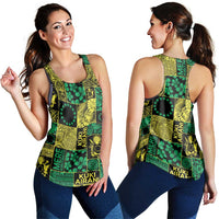Cook Islands Mere Kiritimiti Women Racerback Tank Pacific Patchwork Xmas Vibes - Polynesian Pride