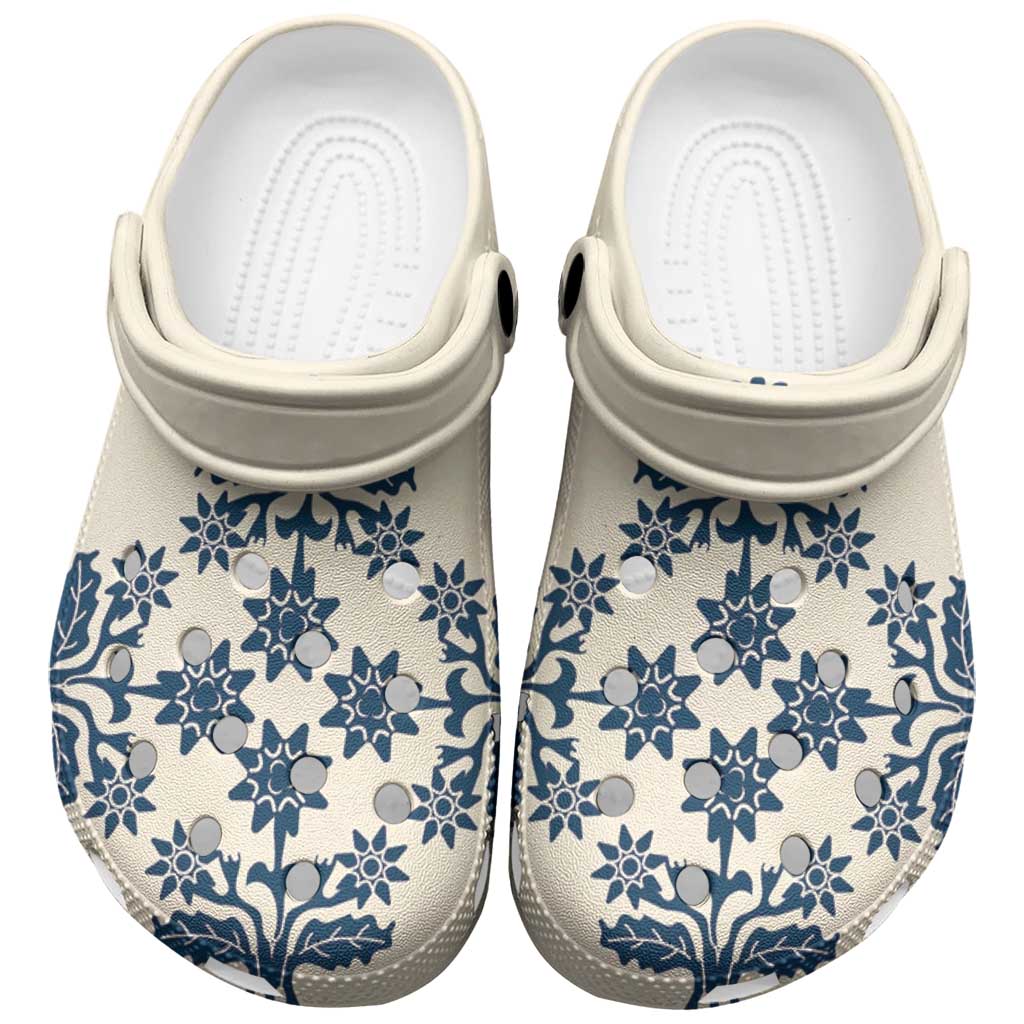 Cook Islands Navy Blue Tivaevae Clogs Shoes LT05 Navy - Polynesian Pride