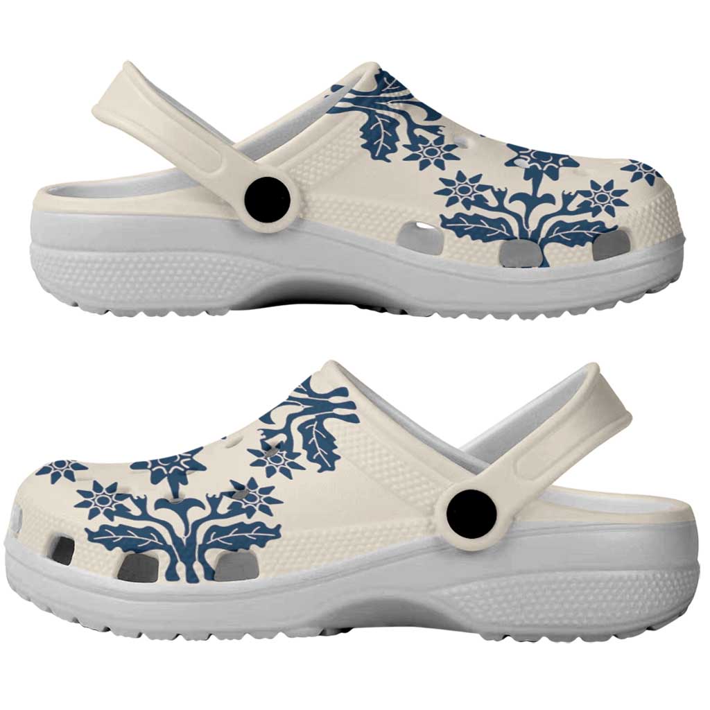 Cook Islands Navy Blue Tivaevae Clogs Shoes LT05 - Polynesian Pride