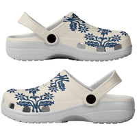 Cook Islands Navy Blue Tivaevae Clogs Shoes LT05 - Polynesian Pride