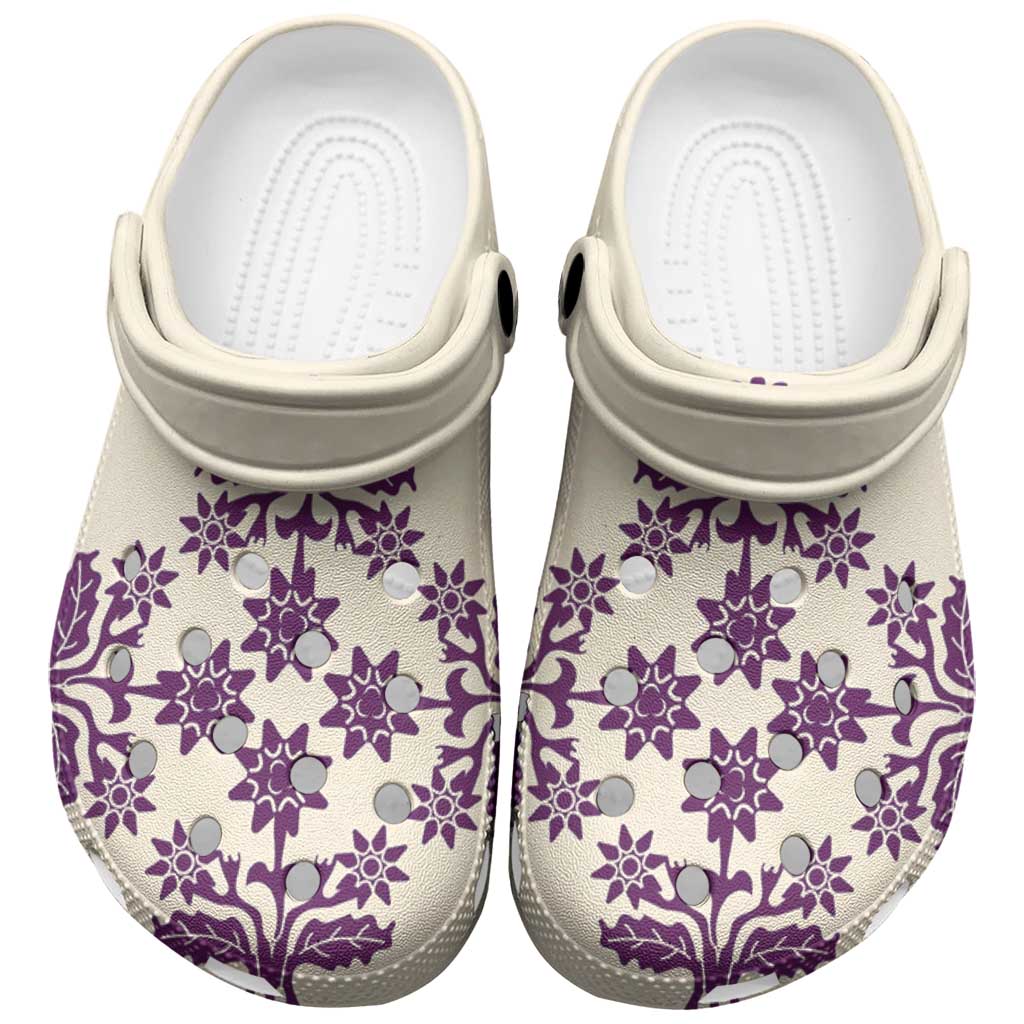 Cook Islands Purple Tivaevae Clogs Shoes LT05 Purple - Polynesian Pride