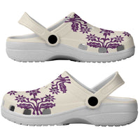 Cook Islands Purple Tivaevae Clogs Shoes LT05 - Polynesian Pride