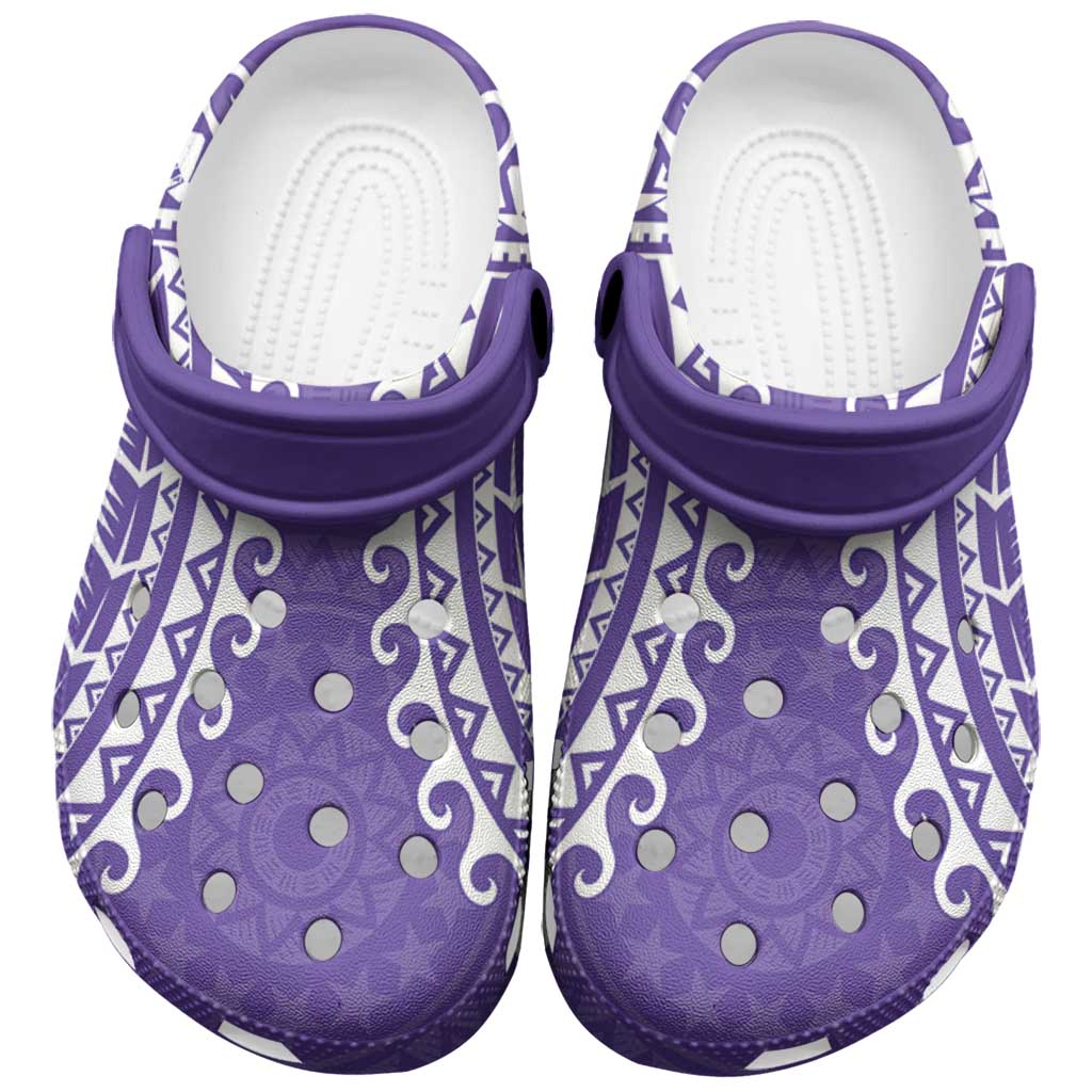 Cook Islands Rarotonga Clogs Shoes Polynesian Tribal Tattoo LT05 Purple - Polynesian Pride