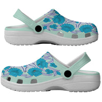 Cook Islands Tivaevae Quilt Clogs Shoes Aqua LT05 - Polynesian Pride