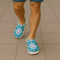 Cook Islands Tivaevae Quilt Clogs Shoes Aqua LT05 - Polynesian Pride