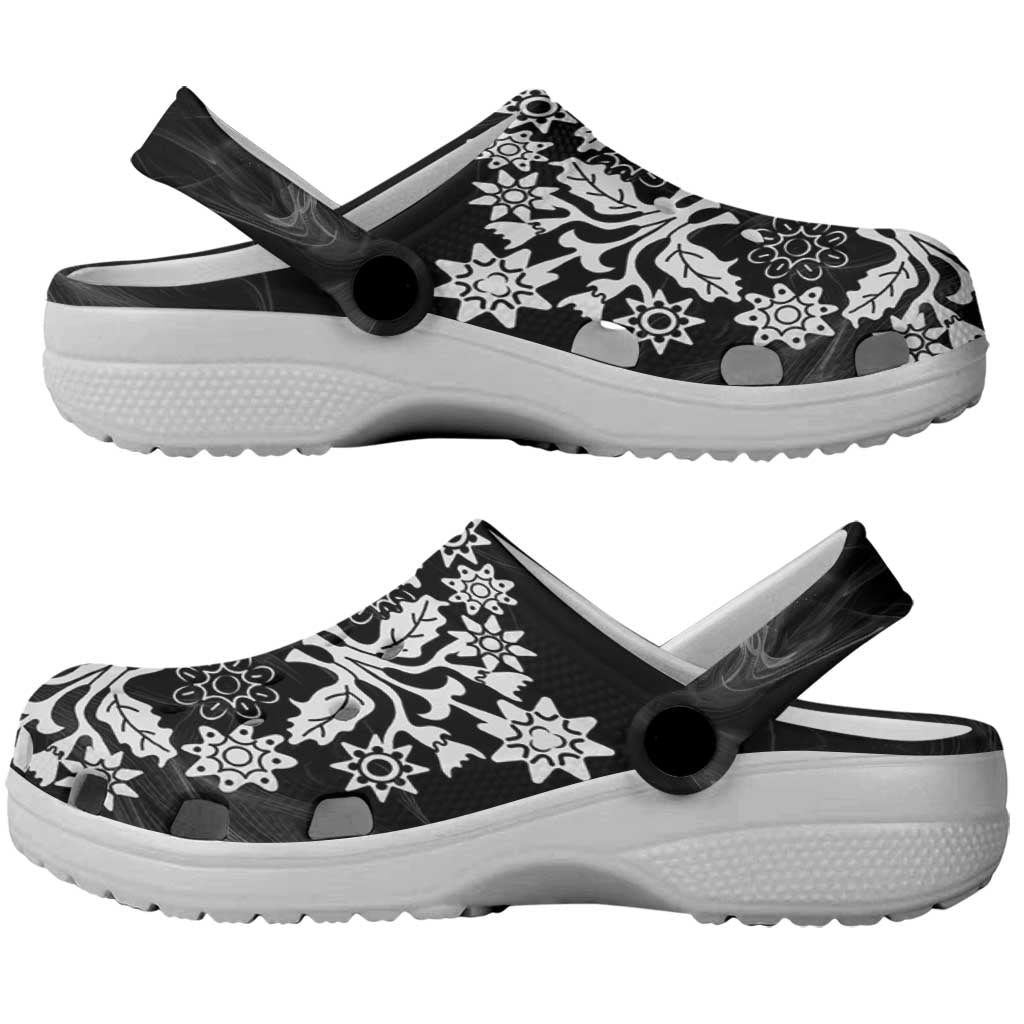 Cook Islands Tivaevae Quilt Clogs Shoes Black Marble