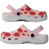 Cook Islands Tivaevae Quilt Clogs Shoes Light Pink LT05 - Polynesian Pride