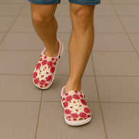 Cook Islands Tivaevae Quilt Clogs Shoes Light Pink LT05 - Polynesian Pride