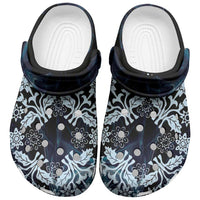 Cook Islands Tivaevae Quilt Clogs Shoes Navy Blue Marble