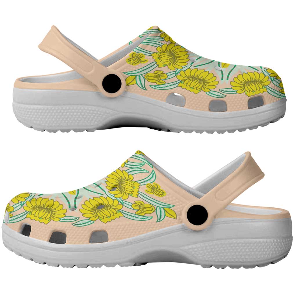 Cook Islands Tivaevae Quilt Clogs Shoes Peach LT05 - Polynesian Pride