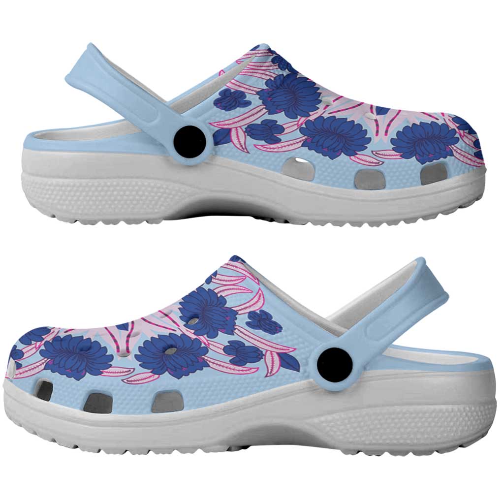Cook Islands Tivaevae Quilt Clogs Shoes Sky Blue LT05 - Polynesian Pride