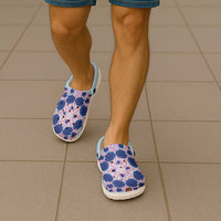 Cook Islands Tivaevae Quilt Clogs Shoes Sky Blue LT05 - Polynesian Pride