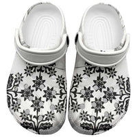 Cook Islands White Marble Tivaevae Clogs Shoes LT05 White - Polynesian Pride