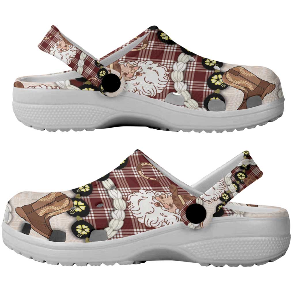 Cowboy Hawaii Mele Kalikimaka Clogs Shoes Paniolo Kukui Nut Pikake Lei Burgundy Version - Polynesian Pride