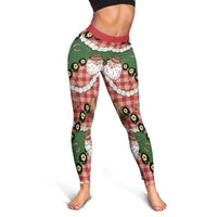 Cowboy Hawaii Mele Kalikimaka Leggings Paniolo Kukui Nut Pikake Lei Red Version - Polynesian Pride