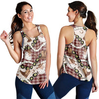 Cowboy Hawaii Mele Kalikimaka Women Racerback Tank Paniolo Kukui Nut Pikake Lei Burgundy Version - Polynesian Pride