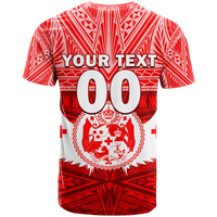 Custom Tonga Rugby Mate Maa Tonga Tapa Pattern T Shirt LT2 RED - Polynesian Pride