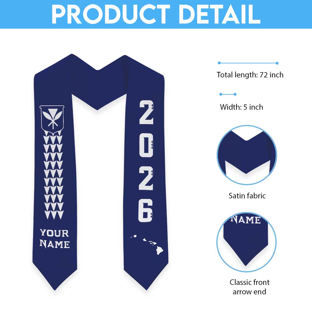 Custom Aloha Hawaii Graduation Stole Kakau Pattern Blue Version LT05 - Polynesian Pride