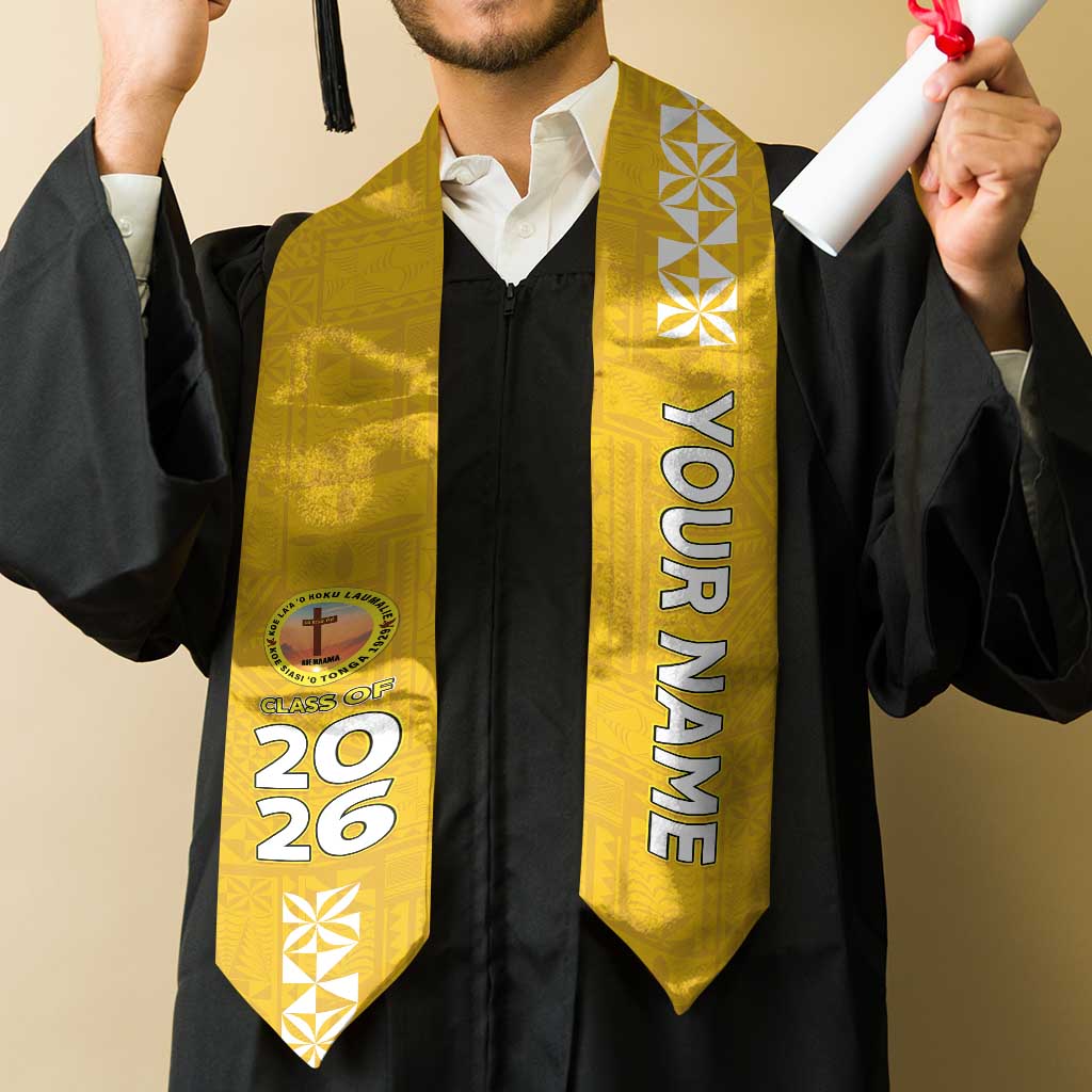 Custom Anastasis College Graduation Stole Tongan Ngatu Pattern LT05 - Polynesian Pride