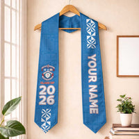 Custom Apifoou College Graduation Stole Tongan Ngatu Pattern LT05 One Size Blue - Polynesian Pride