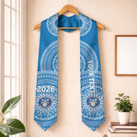 Custom Apifoou Tonga College Graduation Stole Class Of Year Tongan Ngatu Pattern LT14 One Size Blue - Polynesian Pride