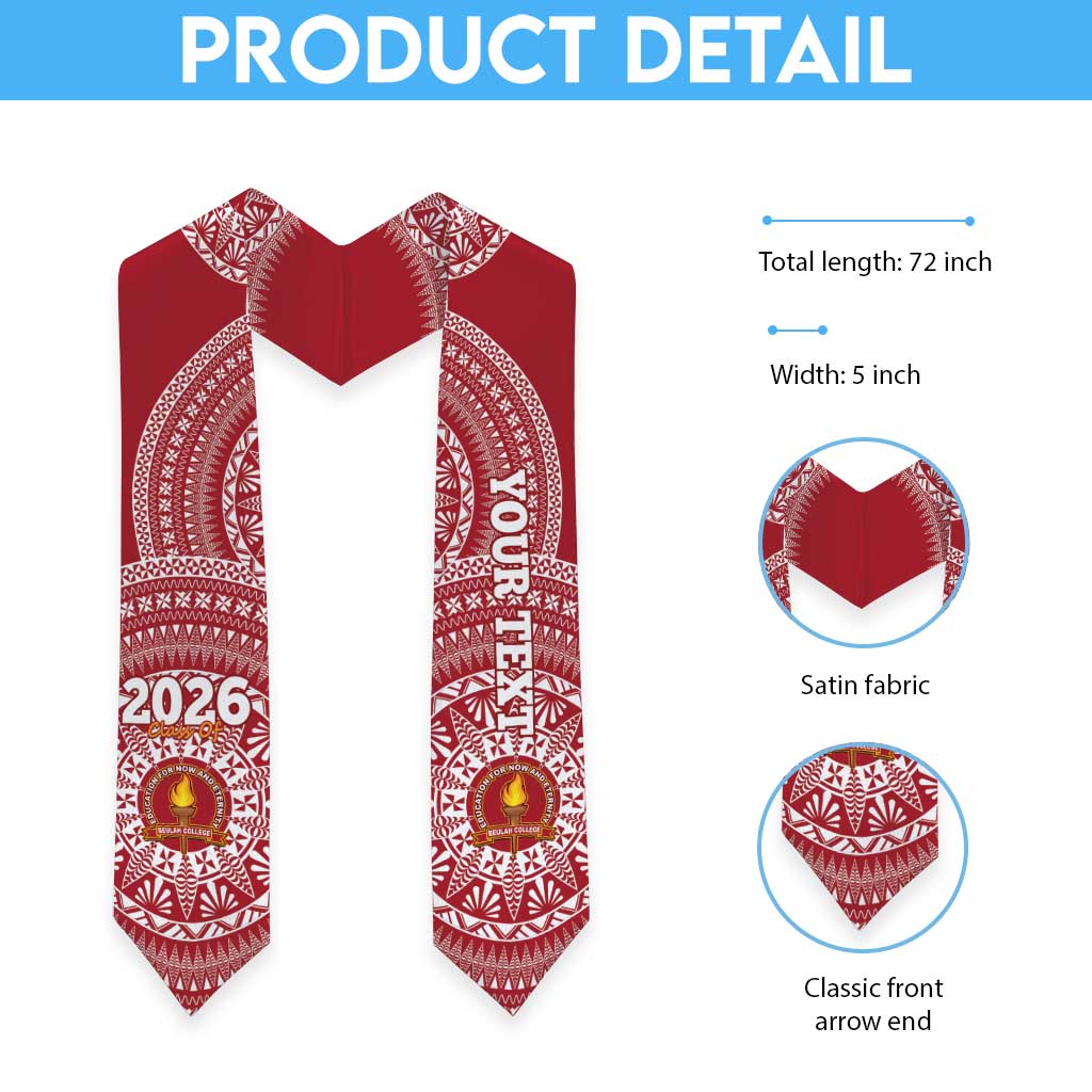 Custom Beulah College Tonga Graduation Stole Class Of Year Tongan Ngatu Pattern LT14 - Polynesian Pride