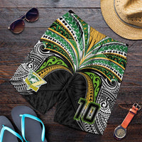 Custom Cook Islands Rugby League Shorts for Men Tatau Tribal Motifs-Black Color - Polynesian Pride