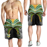 Custom Cook Islands Rugby League Shorts for Men Tatau Tribal Motifs-Black Color - Polynesian Pride
