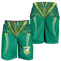 Custom Cook Islands Rugby Shorts for Men Tatau Art Sport Style Green Color LT03 - Polynesian Pride