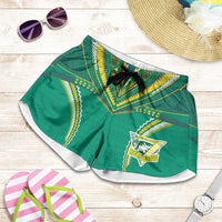 Custom Cook Islands Rugby Shorts for Women Tatau Art Sport Style Green Color LT03 Green - Polynesian Pride