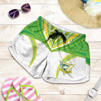 Custom Cook Islands Rugby Shorts for Women Tatau Art Sport Style White Color LT03 White - Polynesian Pride