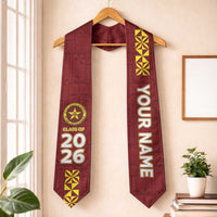 Custom Eua High School Graduation Stole Tongan Ngatu Pattern LT05 One Size Red - Polynesian Pride