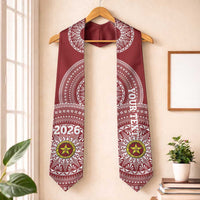 Custom Eua High School Tonga Graduation Stole Class Of Year Tongan Ngatu Pattern LT14 One Size Maroon - Polynesian Pride