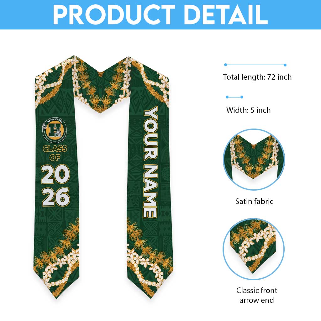 Custom Hana High And Elementary School Graduation Stole Tapa Pattern With Leis LT05 - Polynesian Pride