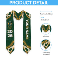 Custom Hana High And Elementary School Graduation Stole Tapa Pattern With Leis LT05 - Polynesian Pride