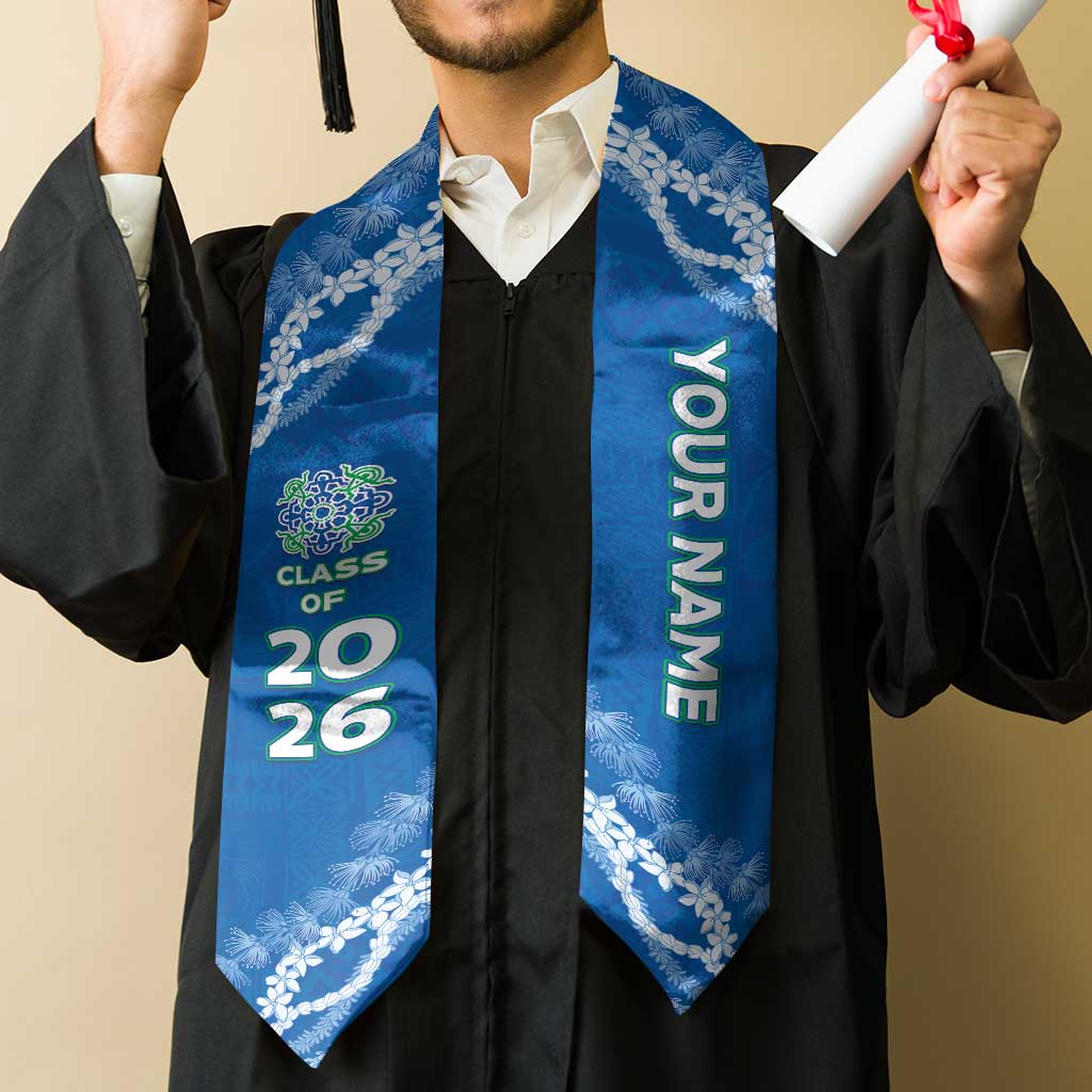 Custom Hawaii Anuenue School Graduation Stole Tapa Pattern With Leis