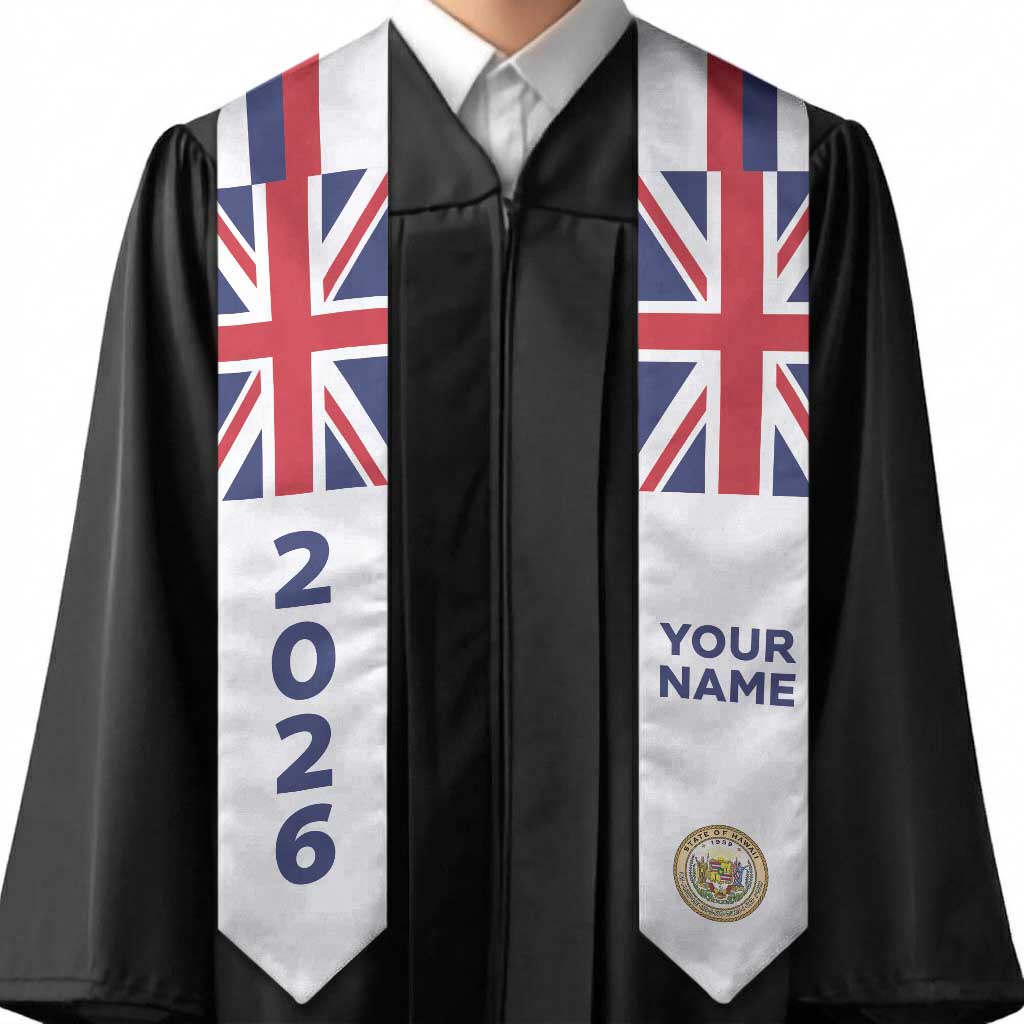Custom Hawaii Graduation Stole Aloha Flag And Seal LT05 - Polynesian Pride