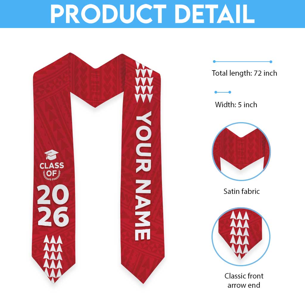 Custom Hawaii Graduation Stole Kakau Pattern Red Version LT05 - Polynesian Pride