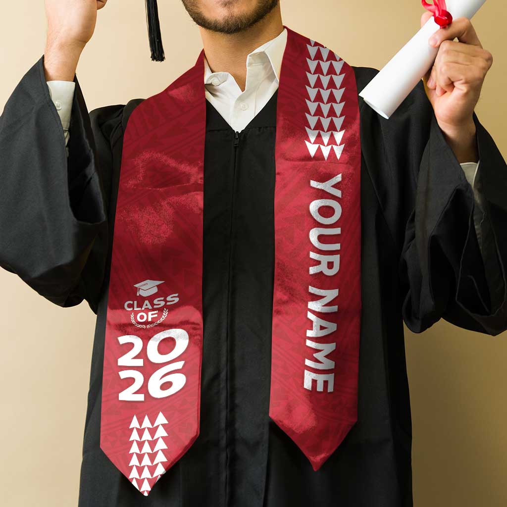 Custom Hawaii Graduation Stole Kakau Pattern Red Version LT05 - Polynesian Pride