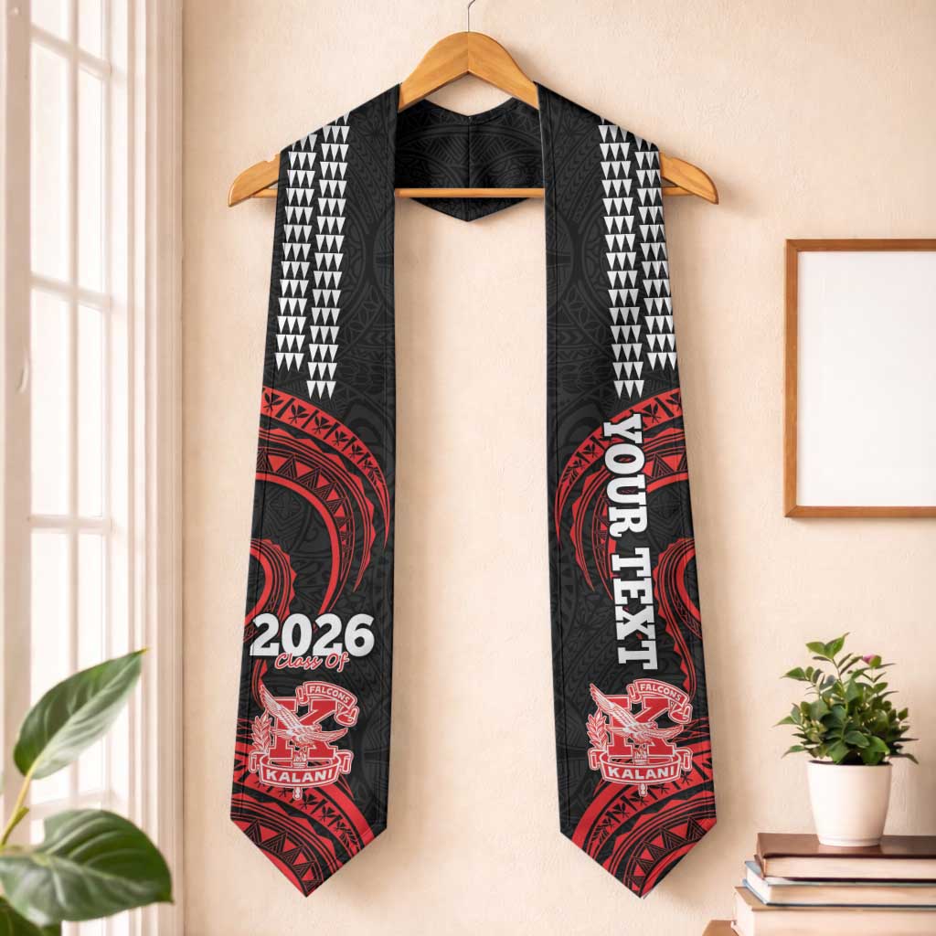 Custom Hawaii Kalani High School Graduation Stole Class Of Year Polynesian Kakau Pattern LT14 One Size Black - Polynesian Pride