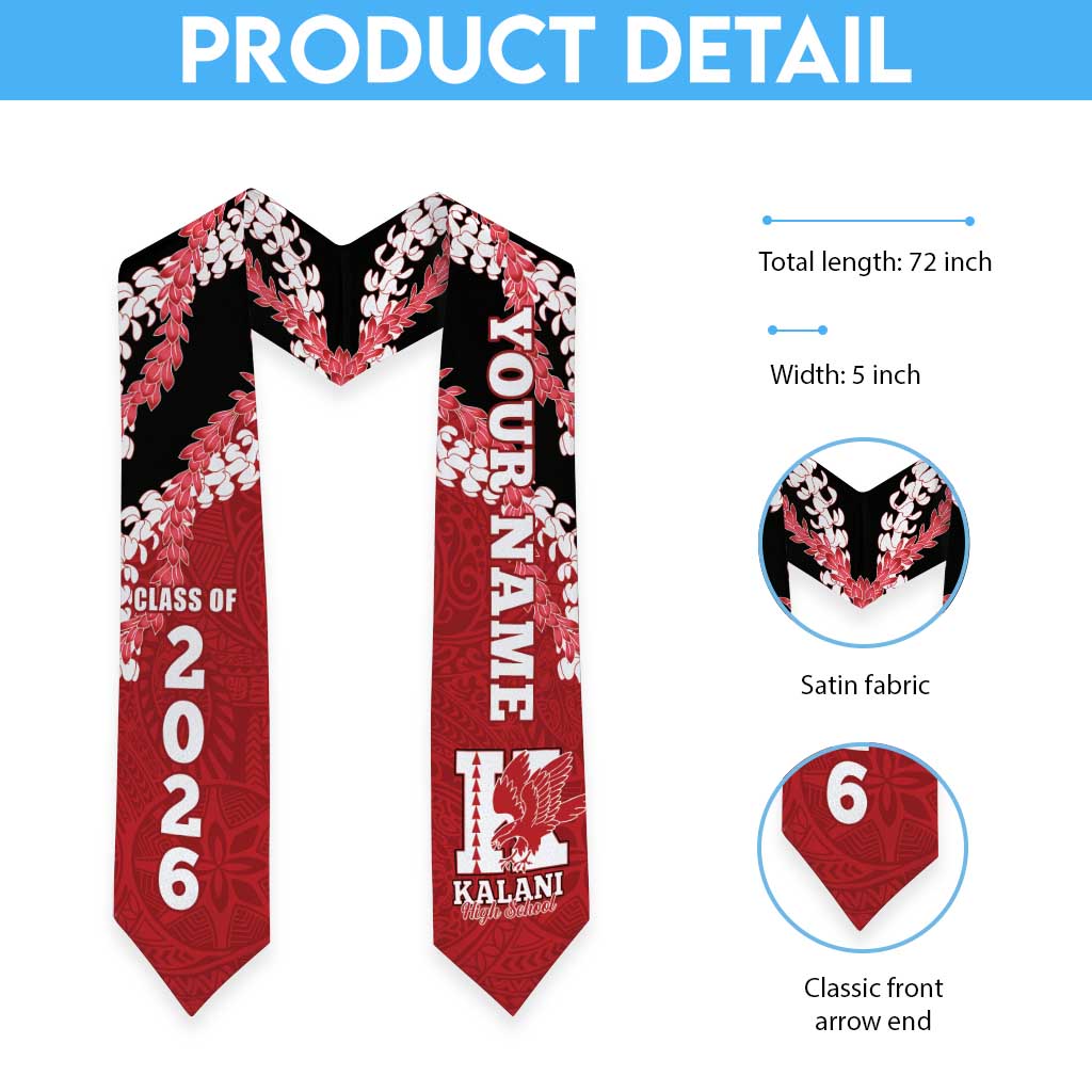 Custom Hawaii Kalani High School Graduation Stole Class Of Year Puakenikeni Lei Hawaiian Pattern LT14 - Polynesian Pride
