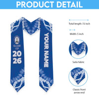 Custom Hawaii Maui High School Graduation Stole Tapa Pattern With Leis